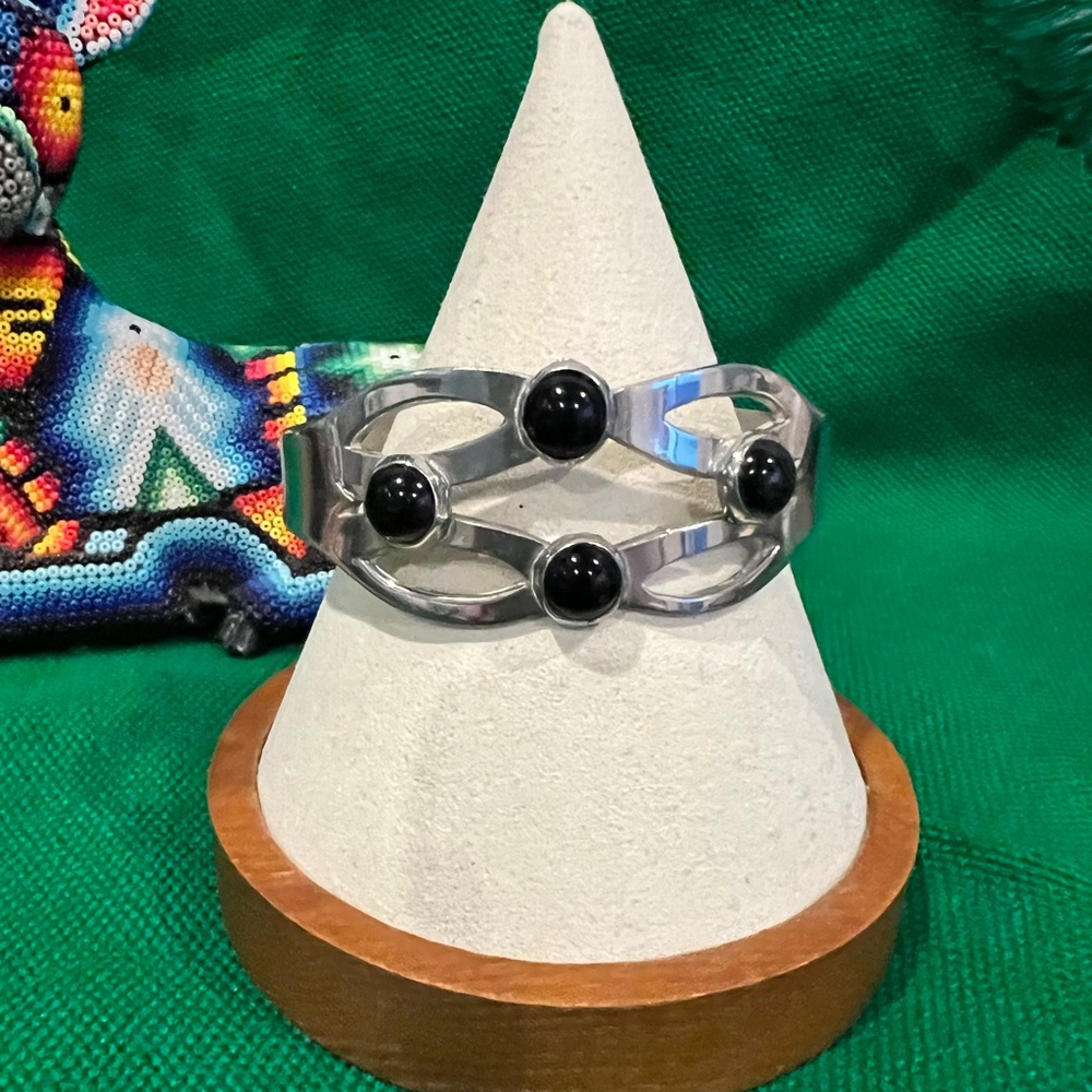 Taxco Silver and Onyx Bracelet